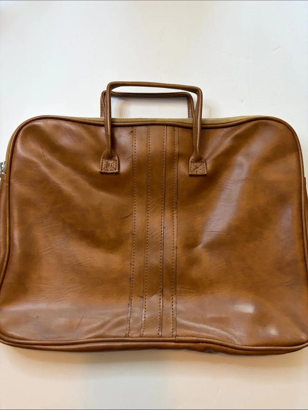 Vintage Tan Leather Briefcase Laptop Business Unique